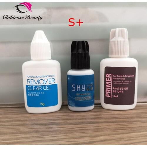 1 Set Sky S+ type Glue clear Primer gel Remover for Eyelash Extensions Glue 2s Fast Dry Long Time Korea Black False eyelash Glue