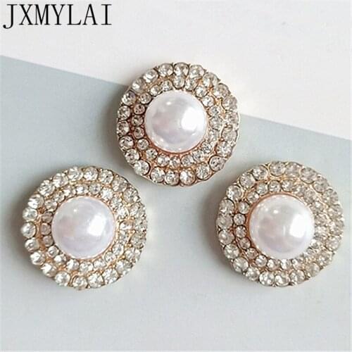 10 PCS 20mm Metal Alloy KC Gold Crystal Rhinestone Imitation Pearl Round Connectors Charm For Jewelry Making