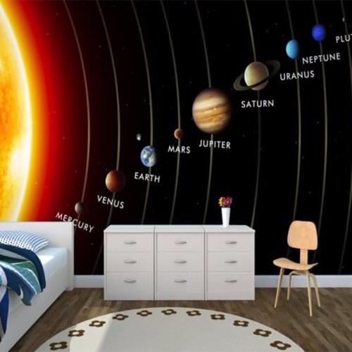 Customized 3D Mural Kids Wallpaper Solar System Planets Wall Mural Living Room Childrens Bedroom Wall Paper TV Sofa Backdrop