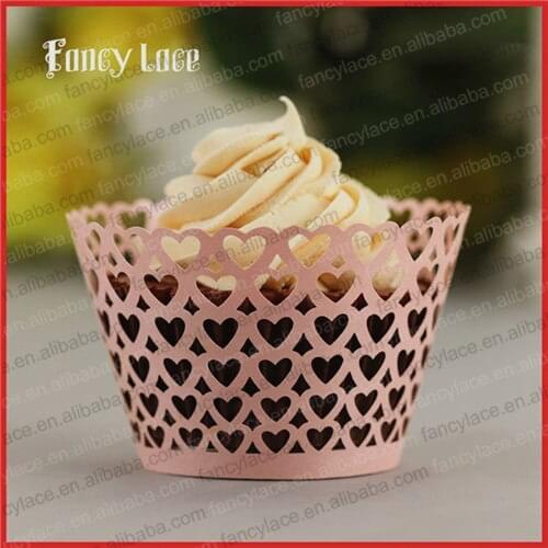 50pcs Party Cupcake Wrappers Laser Hollow Out Heart Paper Cupcake Wrappers Baptism Shower Party Table Decorations Supplies