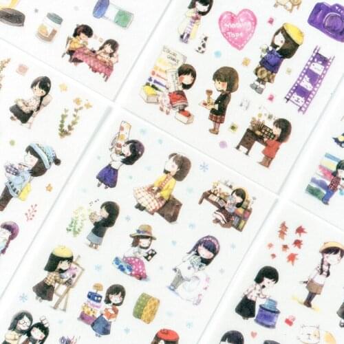 6pcs School girl paper stickers diy decoration Diary Book Planner sticker for album scrapbooking Decoration papeleria sale