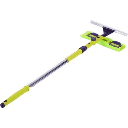 Promotion! Glass Cleaning Tool Double-Sided Telescopic Rod Window Cleaner Squeegee Wiper Long Handle Rotating Head Brush Silicon