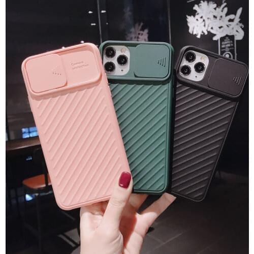 Fun Camera Slide Door Phone Case for iPhone 8 7 plus Soft Silicone Protective Cover Case for iPhone 6 6s plus non-slip CaseCoque