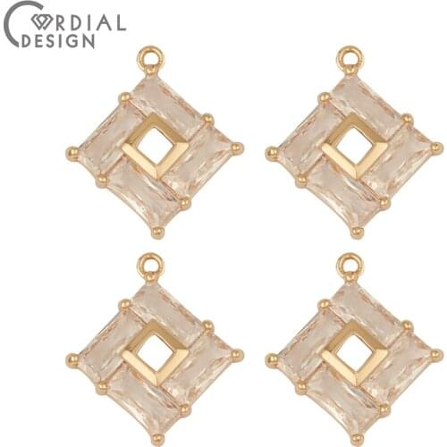 Cordial Design 20Pcs 14*16MM CZ Charms/Jewelry Accessories/Genuine Gold Plating/Hand Made/DIY Making/Earring Findings/Pendant