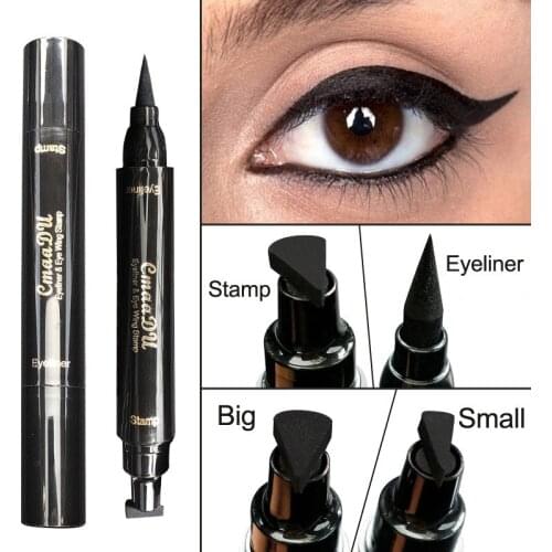 Double Ended Eyeliner Pencil Waterproof Makeup Wing Shape Black Eye Liner Stamp Cosmetic Eye Liner Pencil Eyeliner Pen Makeup