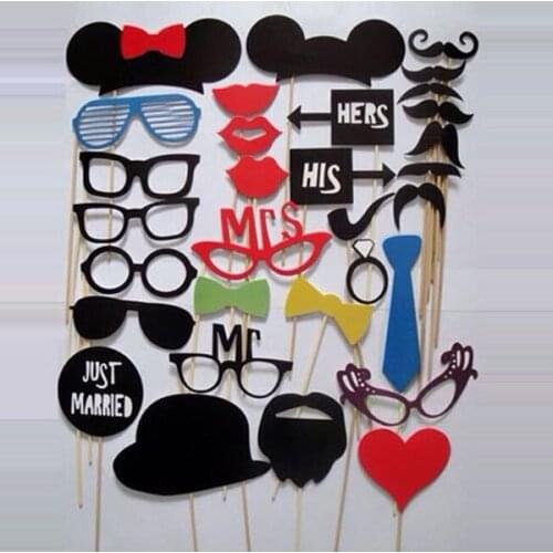 Photo Booth Props 31 Pcs/Set Photobooth For Wedding Decoration Birthday Party Event&Party Supplies Glasses Mustache Lip Stick
