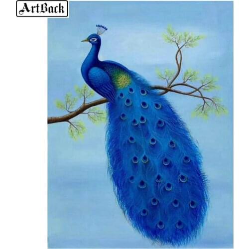 ARTBACK 5d diy diamond painting peacock pattern full square crystal mosaic diamond embroidery decorative painting animal