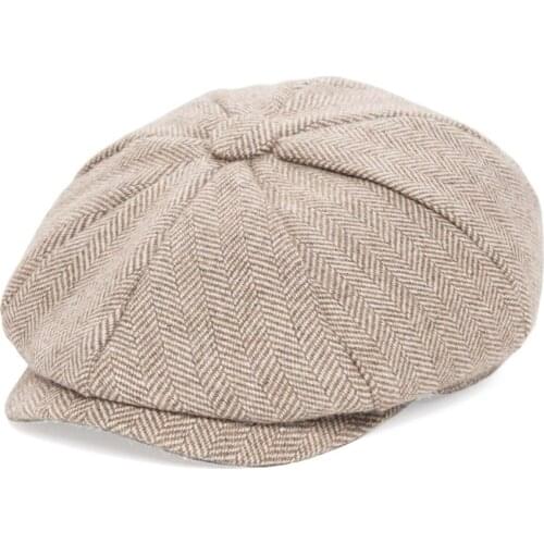 JANGOUL Small Size Baker Boy Cap Wool Blend Newsboy Caps Boy Girl Men Women Herringbone Flat Hat Driver Gatsby Hats Cabbies 001