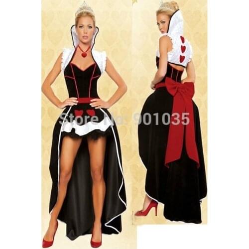 Queen of hearts Alice in Wonderland Costume Fancy Dress & Tiara Ladies