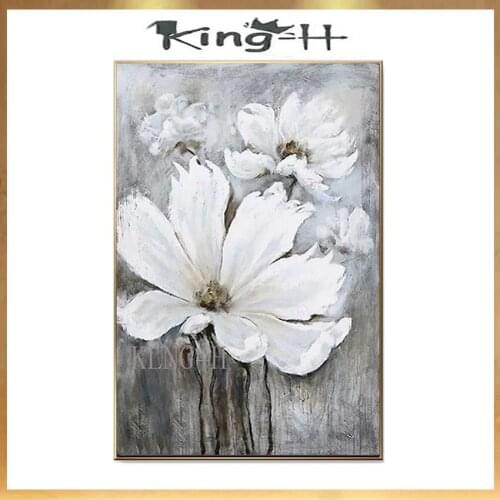 Beautiful big flowers for home decoration pure Handmade oil painting on canvas wall art picture for living room bed room