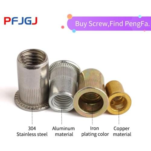Peng Fa Copper riveting nut flat head riveting nut copper knurl stripe vertical column M4M5M6