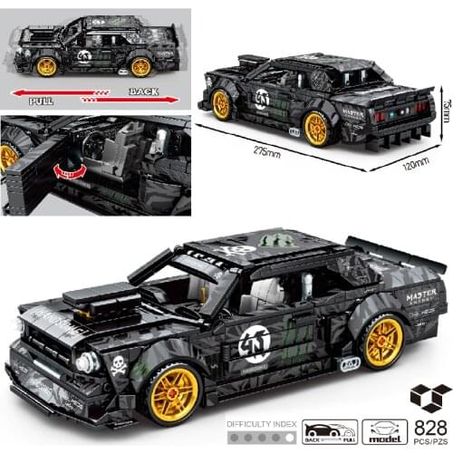 MOC 828pcs Classic Car City Pull Back Sports Car Building Block Model High-Tech Speed Roadster Kid Toy Assembled DIY Bricks Gift