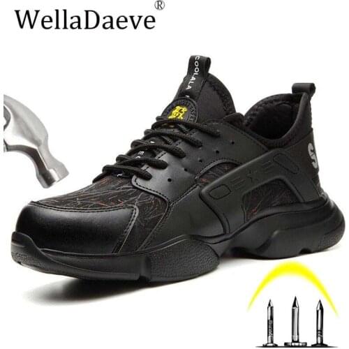 Men Safety Shoes Ultra-light Soft Anti-smashing Work Boots Breathable Construction Protective Footwear Reflective Casual Sneaker