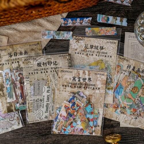 Retro Collage Label Washi sticker junkJournal Memory Trace Stickers Srapbooking Journal Craft Diary Ablum Decorative Stickers