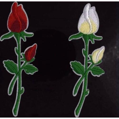 Red Rose Floral Flower Love Heart 3D Plants Embroidered Cartoon Anime sewing on Iron On Patches For Clothes Parches Applique