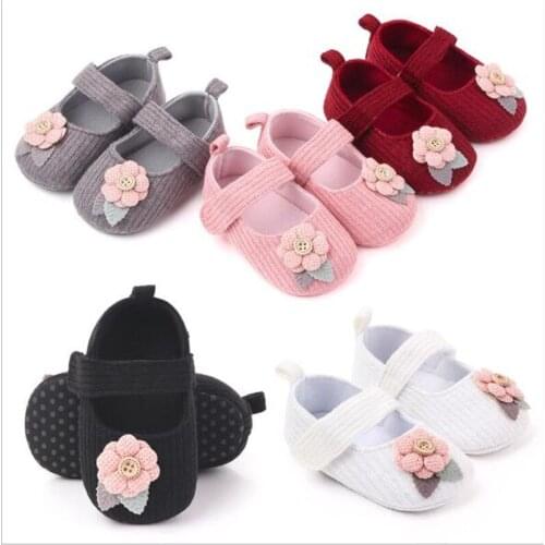 2021 New Baby First Walkers Lovely Flower Infants Cotton Shoes Antislip Newborn Girls Crib Shoes