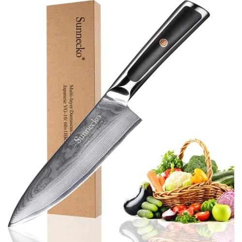 SUNNECKO Professional 6.5" inch Chef Knife Damascus Steel Kitchen Knives Japanese VG10 Core Blade Meat Slicing Cutter G10 Handle