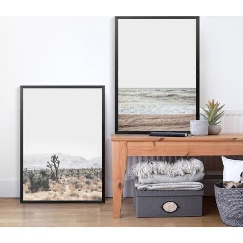 Desert Poster Print Beach Landscape Wall Art Canvas Painting California Wall Pictures for Home Living Room Boho Decoration
