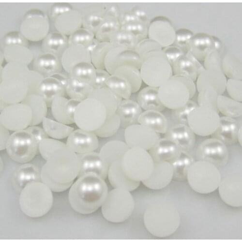 White Color ABS Half Round Flatback Imitation Pearls Beads For DIY Decoration