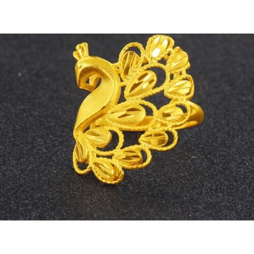 Personality Simple Luxury Peacock Ring Fashion Lady Gold Color Adjustable Ring Charm Women Wedding Engagement Jewelry Gifts