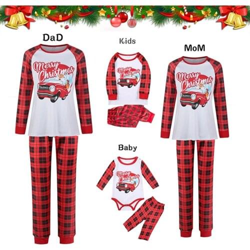 Christmas Matching Pajamas Family Clothes 2021 Father Son Sleepcoat Romper Baby Mother Daughter Clothes Family Cartoon Pajamas