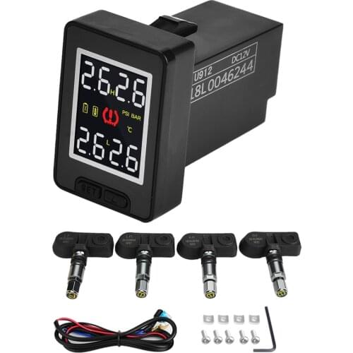 Car Tire Pressure Monitor System TPMS with 4 Internal Sensors for Toyota Mazda Honda Black Waterproof Function Car Accessories