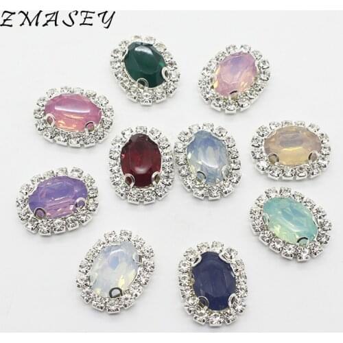 10Pcs, 20*15MM Acrylic Oval Resin Rhinestones, Buttons, Silver Flower, Center, DIY Accessories, Handmade