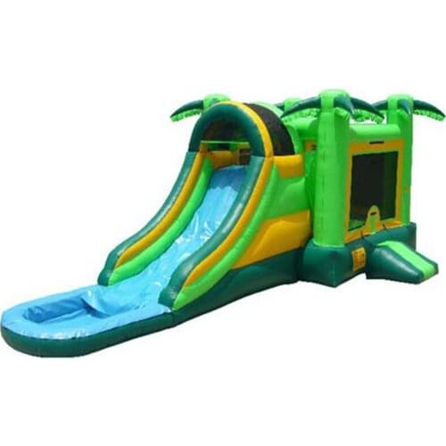 Tropical New design inflatable jumping bouncy house water slide combo /outdoor playground slide for kids