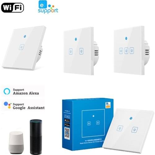 WiFi Smart Light Switch Glass Panel Touch Switch Compatible With Alexa Google Home Smart Wall Switch 100-240V Timer Function