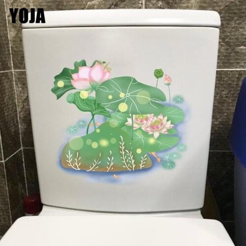 YOJA 22X19.2CM Blooming Lotus Classical Art Home Room Wall Stickers Mural Creative Toilet WC Decor T1-1691