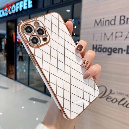 For iPhone 12 Pro Max Luxury Case Gold Plating Silicone Lens Protect Cover for iPhone 11 Pro Xs Max X Xr 7 8 Plus 12 Mini SE 2