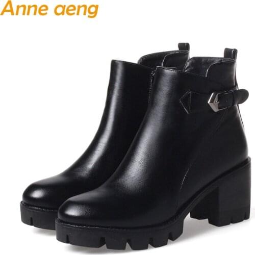 2019 New Winter Women Ankle Boots Platform High Heel Round Toe Sexy Ladies Snow Motorcycle Boots Black Women Shoes Size 33-43