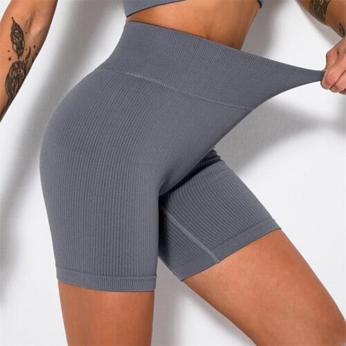 Women Ribbed Shorts Seamless Leggings Super Elastic Leggings Outdoor Exercise Shorts Solid Color Sexy Leggings Gym Yoga Shorts