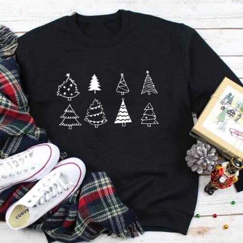Aesthetic Christmas Trees Sweatshirt WInter Long Sleeve Graphic Holiday Gift Pullovers Cute Women Merry Christmas Sweatshirts