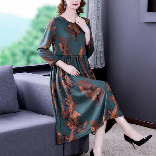 Female Floral Knitting Cotton Fashion Midi Dress Autumn Winter Korean Vintage Bodycon Dress 2021 Elegant 5XL Plus Size Vestidos