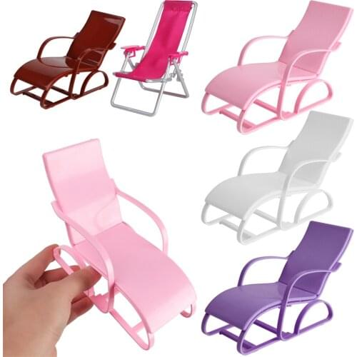 1/6 Doll Beach Chair Lounge Room Foldable Deckchair Playing House Dollhouse Furniture Children' Gift Toy Accessories
