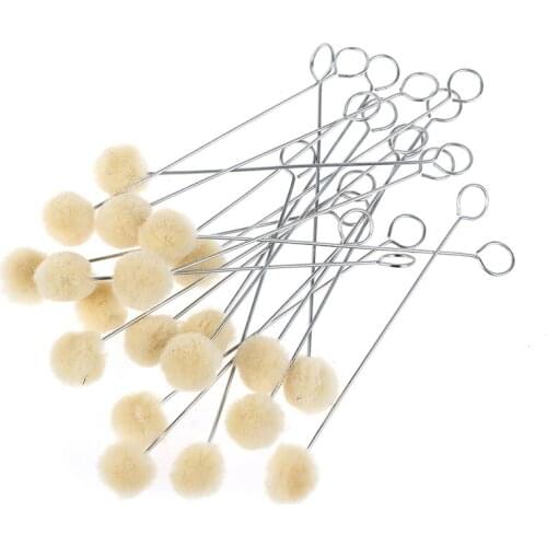 10/20Pcs Leather Tool Accessories Wool Daubers Assisted Dyeing Wools Ball Brush Metal Handle DIY Assisted Dyeing Tool