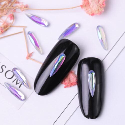 10 latest AB nail Crystal Rhinestone gemstone Long Drop Charm 3D gem Rhinestone nail art decoration manicure accessories