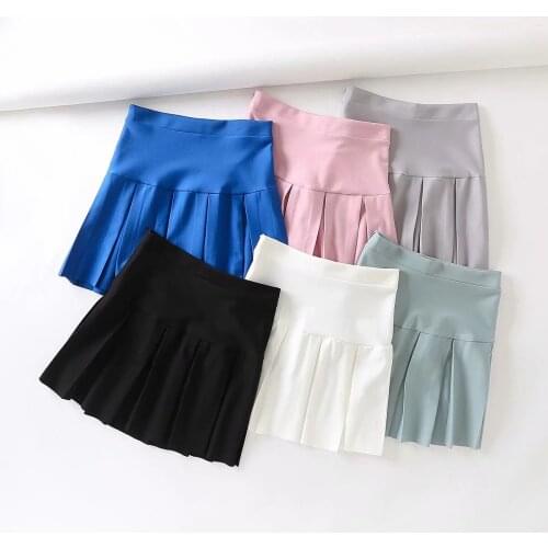 2021 Spring Summer Women Skirt Sexy Whiter Black Mini Skirt Fashion Slim Ruched Pink Pleated skirt Lady Casual Seet Cute Skirt