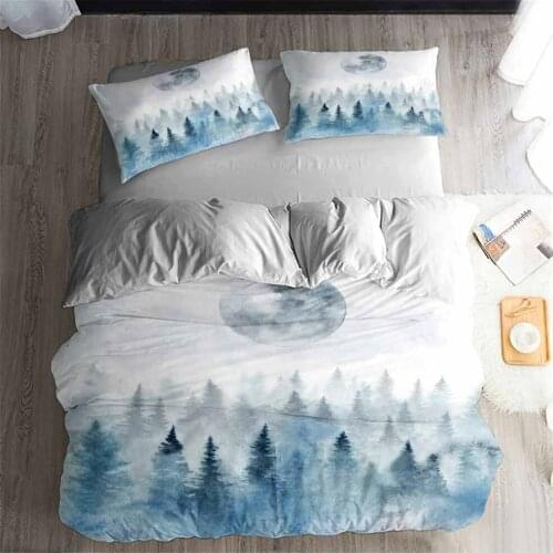 HELENGILI 3D Bedding Set foggy mountain forest Print Duvet cover set bedclothes with pillowcase bed set home Textiles