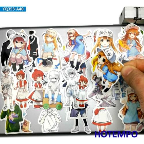40pcs Anime Cells at Work Pletelet White Blood Cell Stickers Toys for Mobile Phone Laptop Suitcase Skateboard Cartoon Stickers