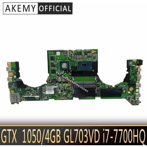 Akemy DABKNMB28A0 Laptop motherboard for For Asus ROG Strix GL703VD GL703V original mainboard I7-7700HQ GTX1050