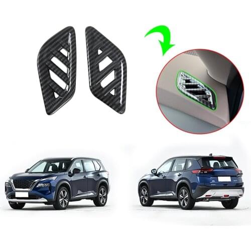Carbon Fiber Car Sticker Front Up Air Outlet Vent Frame Trim Compatible with For Nissan X-Trail/Rogue 2014 2016 2018 2022