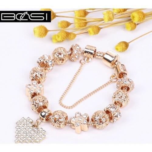 B0SI 2021 heart bracelet women beads bracelet fashion jewelry crystal bracelet bohemian bracelets luxury wholesale charm gold