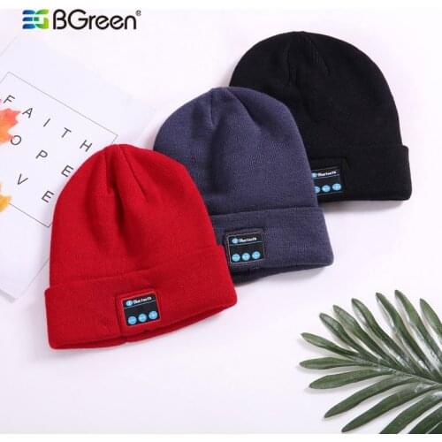 BGreen Bluetooth Knit Cap Headphone Wireless Warm Sports Hat Headset With Mic Support Bluetooth Call