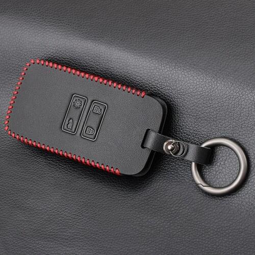 Fashion 4 Buttons Genuine Leather Car Key Cover Set For Renault Koleos Kadjar Remote Key Holder Protector Case Car Styling