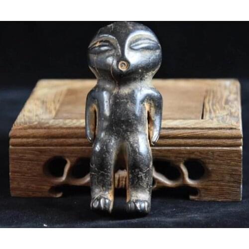 Home Decoration Hongshan Culture Archaize Black Iron Meteorite Sculpture Aliens Statue Arts and Crafts