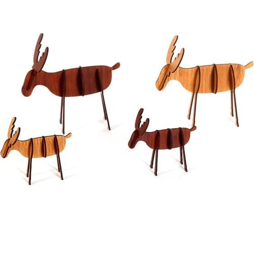 Wood Deer Ornaments Diy Standing Christmas Wood Reindeer Wood Christmas Elk Wooden Display Window Shop ChildrenS Gift Pendant