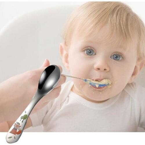 Children Tableware Wear-resistant Anti-rust Mirror Polishing Cartoon Stainless Steel Kid Spoon Fork Knife couteau de table