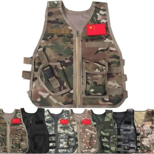 Children Summer Camping Training Camouflage Tactical Vest Body Armor Kids Outdoor Performance CS War Game Hunting Waistcoat Gear